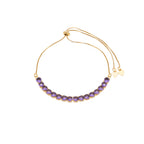 18K Gold Plated Adjustable Tennis Bracelet with Purple Zirconia – Slider Chain Bracelet for Women