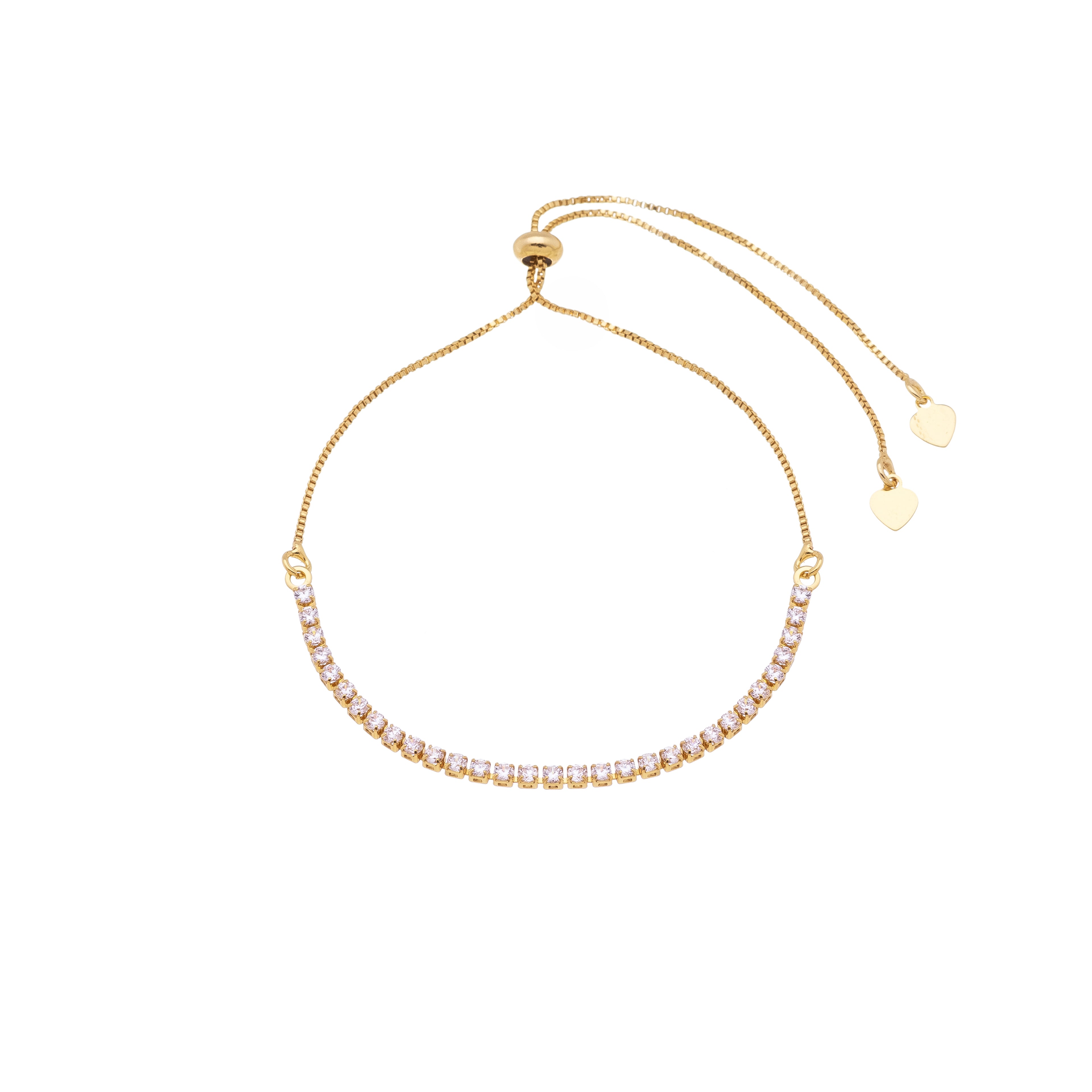 18K Gold Plated Adjustable Tennis Bracelet with Clear Zirconia – Slider Chain Bracelet for Women