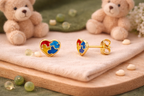 Children's heart-shaped earring with autism identification, delicate, hypoallergenic 18k gold plated.