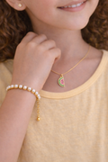 Children's rounded bracelet with pearls, 18k gold plated.