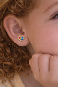 Children's heart-shaped earring with autism identification, delicate, hypoallergenic 18k gold plated.