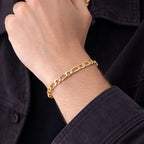Men's bracelet, 18cm + 5cm extender, traditional 1x1 link, 18k gold plated.