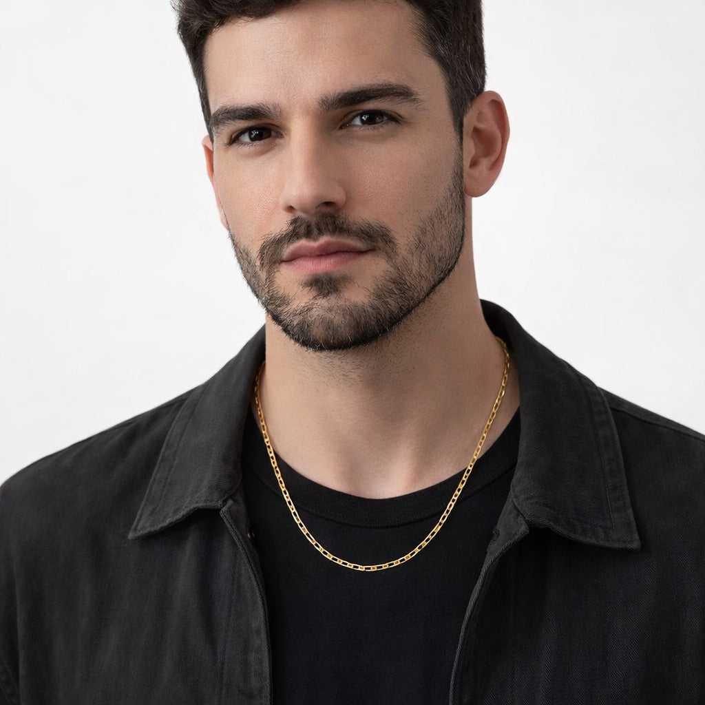 Men's 60cm chain, Eli Piastrini design - 18k gold plated